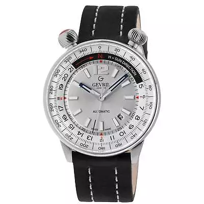 Gevril Men's 48560A Wallabout Solar Compass Swiss Automatic Black Leather Watch • $579