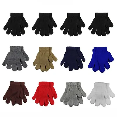 Kids Winter Knitted Magic Gloves Wholesale Lot 6 Or 12 Pairs • $10.95