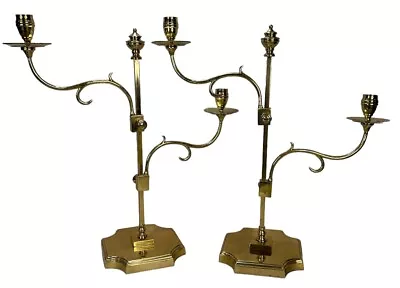 Maitland Smith? 2-Arm Adjustable Brass Candelabra Candle Holders Vintage Large • $275