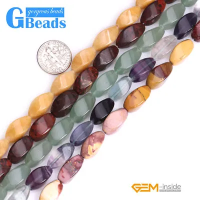 Natural Assorted Stones Twist Beads For Jewelry Making Free Shipping 15  8X16mm • $11.38