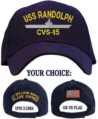 Personalized USS Randolph CVS-15 Embroidered Baseball Cap - In 3 Colors • $17.95