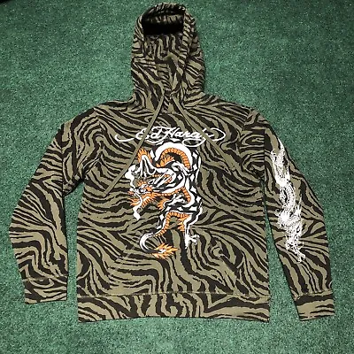 Ed Hardy Men’s Tiger Stripe Camo Dragon Hoodie Size M Green AOP NWOT Y2K • $42.99
