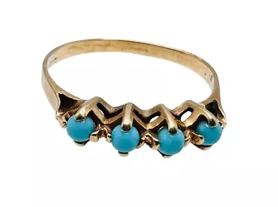 Antique 14k Gold Turquoise Ring Size 7 • $125