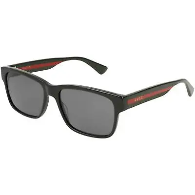 Gucci Men's Sunglasses Black Acetate Rectangular Frame Grey Lens GG0340S 006 • $174.64