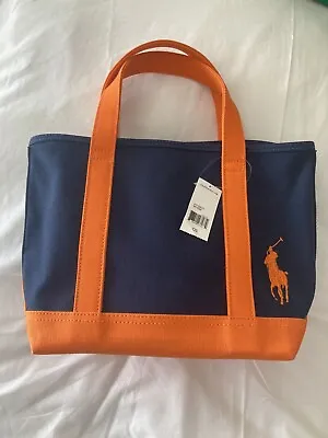 Rare BNWT POLO RALPH LAUREN Navy Orange US OPEN 2011 Polo Horse Canvas Tote Bag • $69