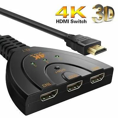 3 In 1 Out HDMI Multi Display Auto Switch Box Splitter 1080P HD TV Adapter Cable • $6.84