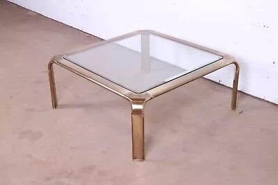 John Widdicomb Hollywood Regency Brass And Glass Cocktail Table Circa 1970s • $2375