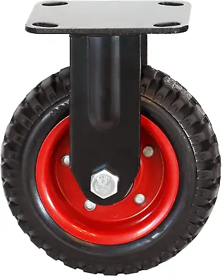 6 Inch Heavy Duty Fixed Caster Wheels Pneumatic Plate Casters With Rubber Knobb • $26.02