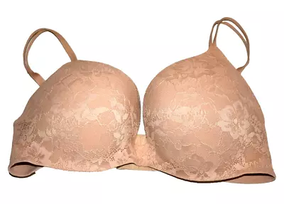 Victoria Secret Angels Secret Embrace Push Up Beige Lace Plunge Bra 36DD • $21.25