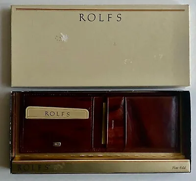 Vintage ROLFS Bifold Wallet Brown Cowhide Leather Flat/Billfold  W/Original Box • $29.99