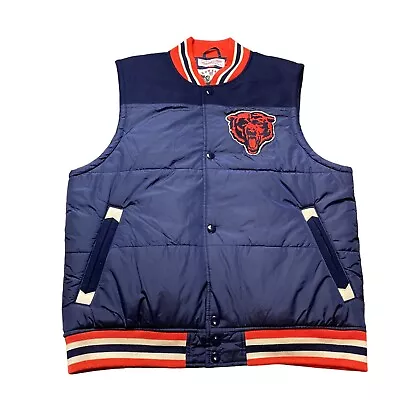 Chicago Bears NFL Mitchell & Ness Throwback Puffer Vest Jacket Adult Size L • $150