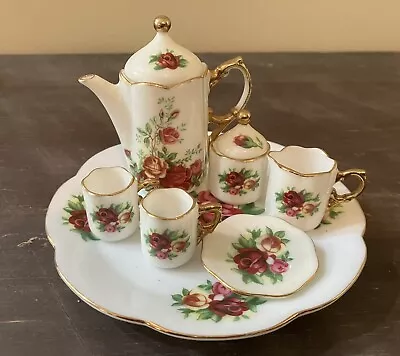 9 Piece Child’s / Collectible Floral Roses Miniature Porcelain Tea Set EC • $22.99