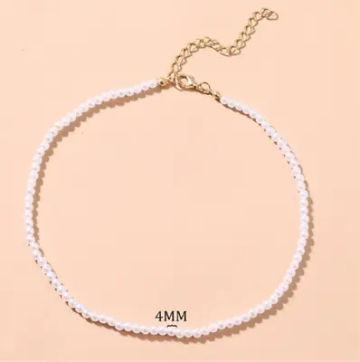 White Pearl Imitation Choker Necklace Handmade Pearl Seed Elegant Wedding UK • £3.79