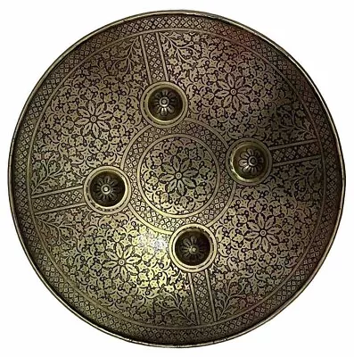 Handcrafted Mughal Flowers  Engraved Carvings Shield  16” • $94.99