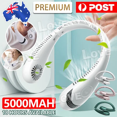 $26.95 • Buy Mini Neck Fan Portable Hanging USB Rechargeable Air Cooler Bladeless Fan 5000mAh