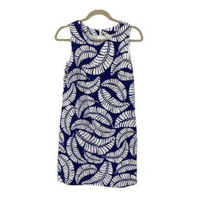 $33.15 • Buy Island Company Small Classic Sleeveless Shift Dress Blue White Botanical Linen 