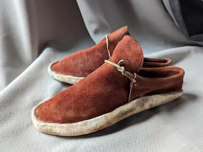 Antique MOCCASIN Shoes HANDCRAFTED Rustic SIZE 9 Vintage TRADING POST Indian • $199.95