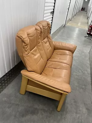 Vintage Ekornes Stressless 2 Seater Leather Sofa • £275