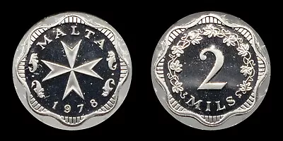 1978 Malta 2 Mils Proof Coin Scalloped Maltese Cross 3244 Made • $7.50