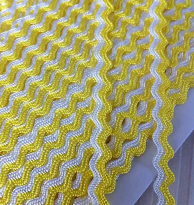 Lemon Yellow / White Ric Rac Braid 8mm X By The Meter • $3.95