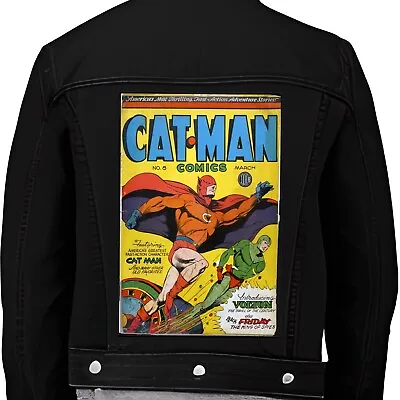 Cat Man Comics Vintage Superhero Comic Book Iron On Jacket Back Patch Catman • £11.95