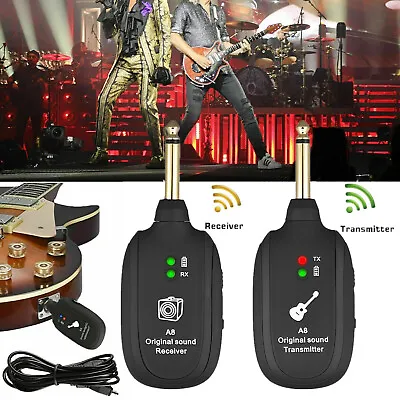 UHF Wireless Guitar System Transmitter Receiver Built-in Rechargeable Battery • $15.59