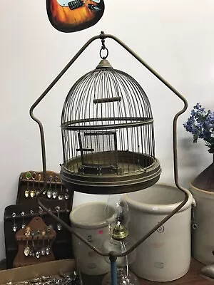 Antique Vintage Leon Mfg Brass Standing Bird Cage EARLY 1900’s • $299