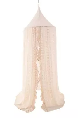 Elegant Kids Bed Canopy - Lace Chiffon Netting With Pom Pom Princess Girls Fa... • $47.87