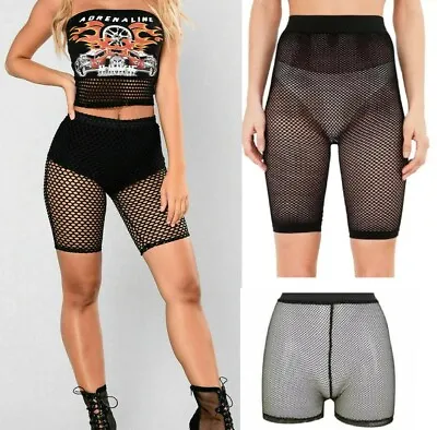 £6.95 • Buy Womens Fish Net Shorts Ladies Mesh Cycling Shorts Stocking Black And  Hot Pants 