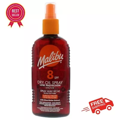 Malibu Sun SPF 8 Non-Greasy Dry Oil Spray For Tanning With Shea Butter Extract • £6.98