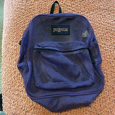 Vintage JANSPORT See Through Mesh Purple Backpack Book Bag Carrier Tote • $19