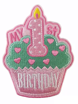 £2.79 • Buy My 1st Birthday Cake Pink Iron On Patch Sew On Transfer Embroidered Badge Girls 