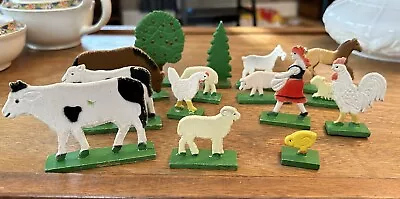 Lot Of 15 Vintage Berthold /Berthold Style Miniature Wood Farm Animals German • $12.99