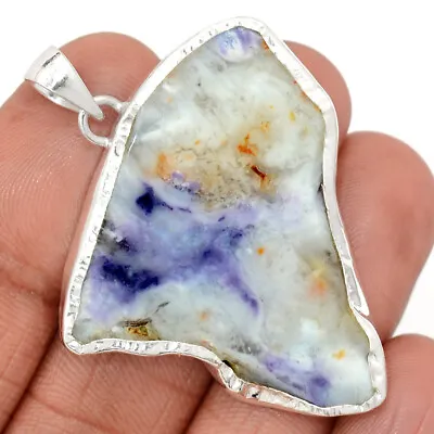 Natural Violet Flame Opal Slice - Mexico 925 Silver Pendant Jewelry CP34473 • $14.99