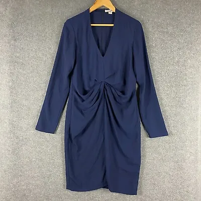 Maurie & Eve Dress Womens 12 Blue Pencil Draped Cocktail Evening Formal Occasion • $8.98