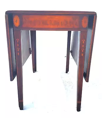 American Federal Mahogany Inlaid Hepplewhite Drop Leaf  Dining Table 1820s • $1795.50