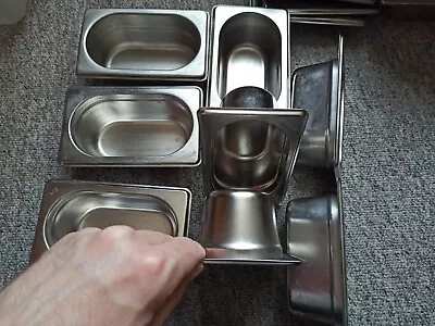 STAINLESS STEEL CONTAINER POT GASTRONORM 1/9 TRAY 65mm DEEP BAIN MARIE FOOD PAN • £7.59