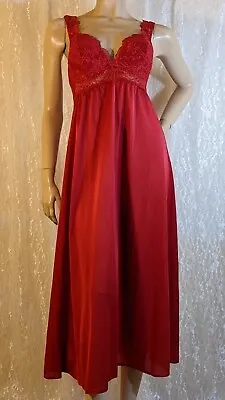 Vintage Olga Red Nightgown 91035 Soft Cup Bra Top Lingerie Dress Nightgown 36 • $65