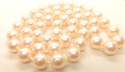 $7.99 • Buy 30  Large 14mm Faux Pearl Acrylic Bead Hand Tied Necklace Barley Pink  #JEX21