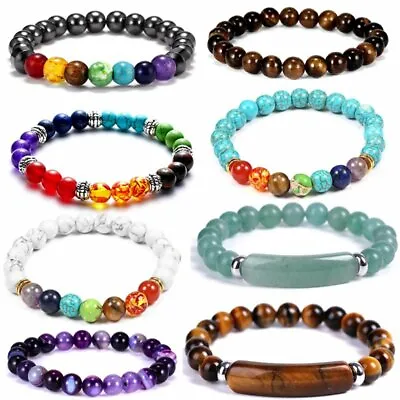 7 Chakra Natural Stone Bracelet Healing Reiki Beads Bangle Prayer Women Jewelry • $2.63