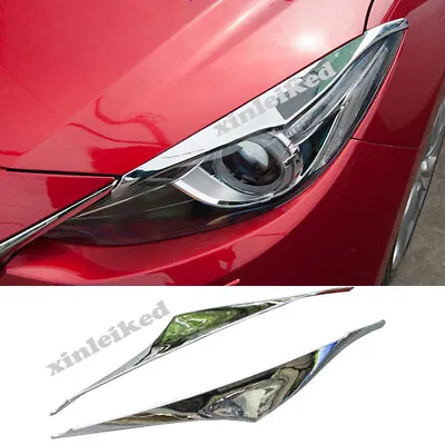 2p For Mazda 3 Axela 2014-16 Chrome Headlight Eyebrow Eyelids Cover Trim Decor  • $26.99