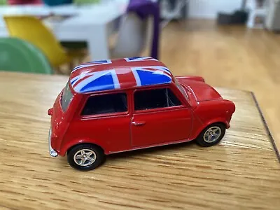 WELLY Mini Cooper 1300 Pull Back And Go Friction Toy Car Red Union Jack GB Roof • £4.49