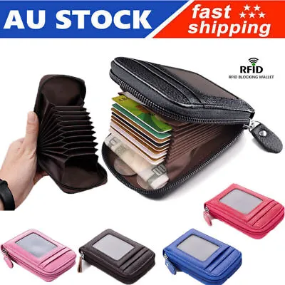 $9.24 • Buy RFID Blocking Leather Wallet Anti-theft Credit Card Holder Women Men Coin Purse