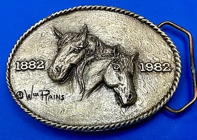 Partners -Horse Head Montana's Heritage WM RAINS Billings Lions RARE Belt Buckle • $43.50