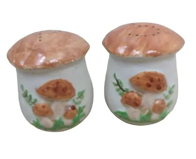 Vintage Ceramic Mushroom Salt Pepper Shakers 3.5  Tall  NF74  Marking  • $18.75