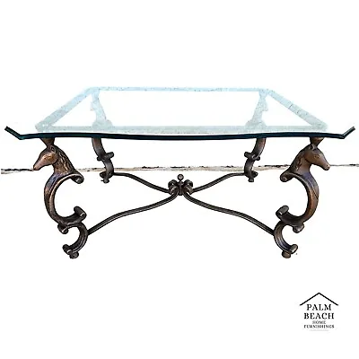 Horse Coffee Center Table Patinated Steel Hoof Footed Maison Jansen Style • $3995