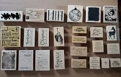 LOT 25 Wood Mount Rubber Stamps Memory Box Paper Inspiration New/Used Scrapbook • $58.50