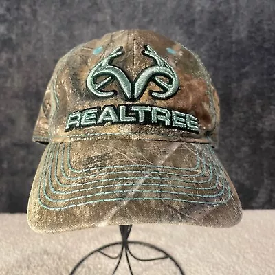 Realtree Hat Mens Strabback Adjustable Camo Antler Hunting Cap OSFM Brush Logo • $7.48