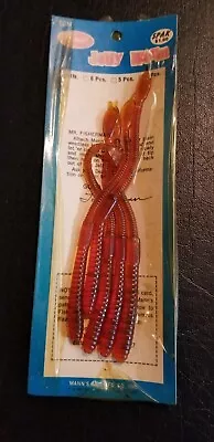 Vintage Mann's Jelly Worms 6  Rubber Bait Lures Orange 5-Pak NEW Read DETAILS • $8