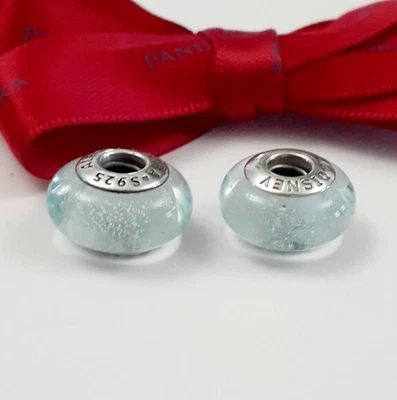 $95 • Buy 1 X NEW Genuine Pandora Disney Elsa Light Blue Flourescent Murano Charm #791644